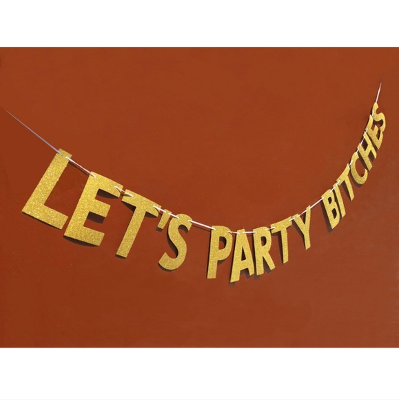 NIB Glitter Gold Alphabet Let's Party Banner for Bachelorette Party Decoration - Picture 4 of 7